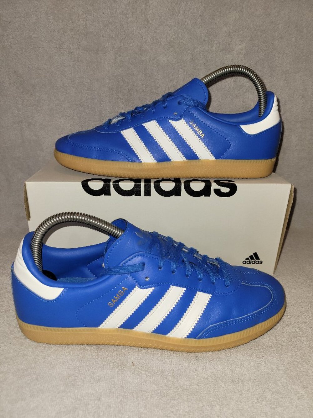 Adidas Samba OG Blue JQ2854 Big Kid's Size 7 Blue White Tan Gum Sneakers (#2103)